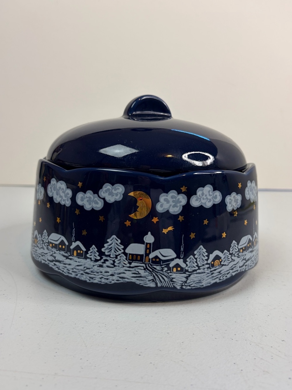 Vintage Wächtersbach Porcelain Casserole Dish Fairytale 90s Christmas Celestial